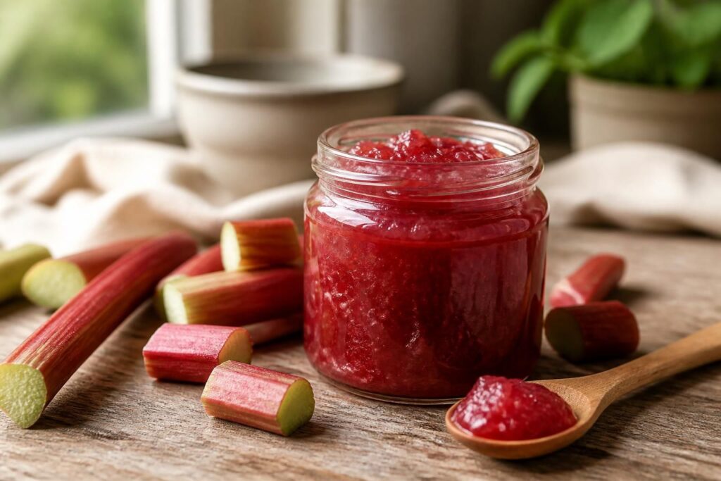 découvrez notre recette facile de confiture de rhubarbe pour un goût acidulé parfait, à savourer à tout moment de la journée.